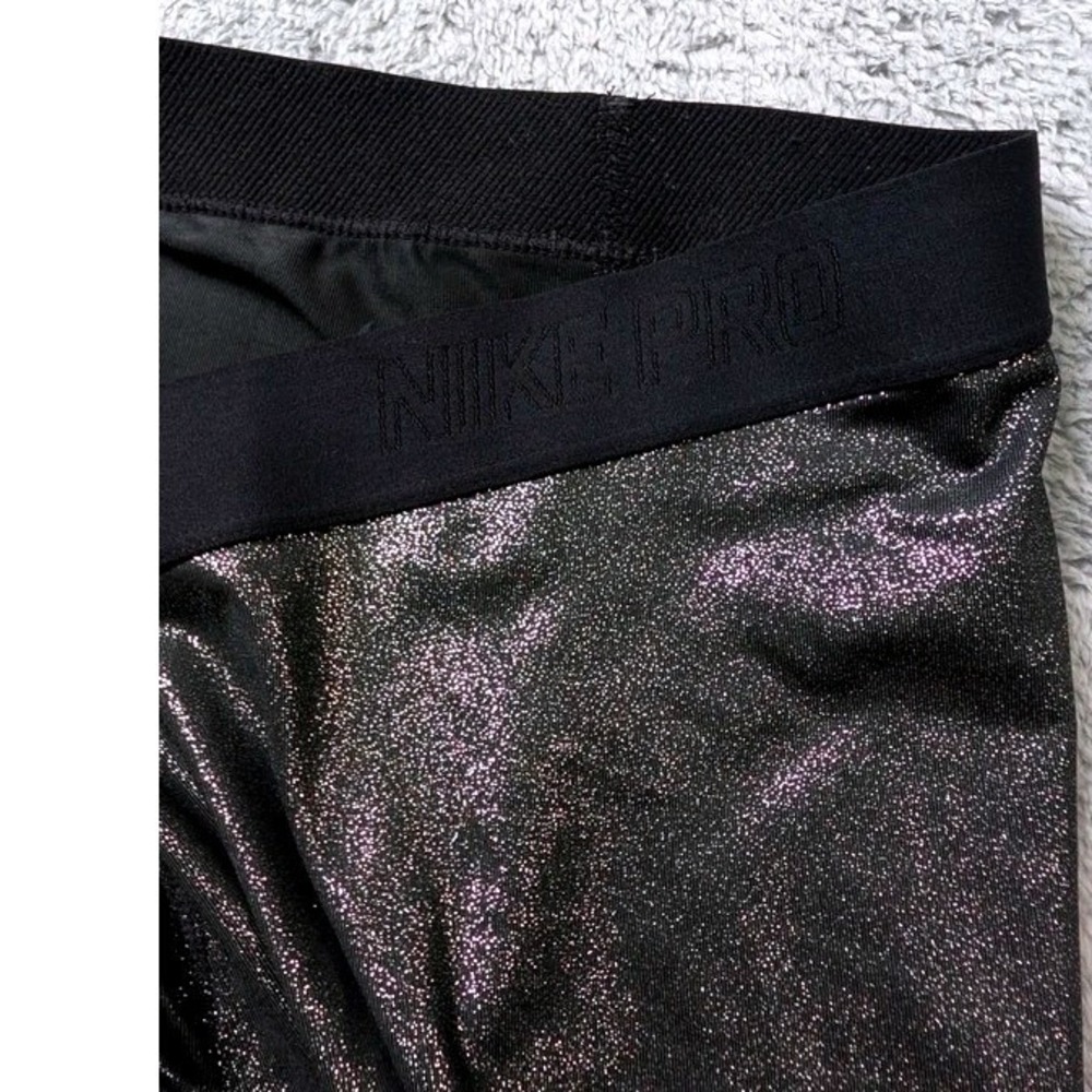 Nike ~ Pro Leggings ~ Women Medium ~ Black Metallic Shimmer ~ Dri-FIT 881778-013 - Picture 15 of 16
